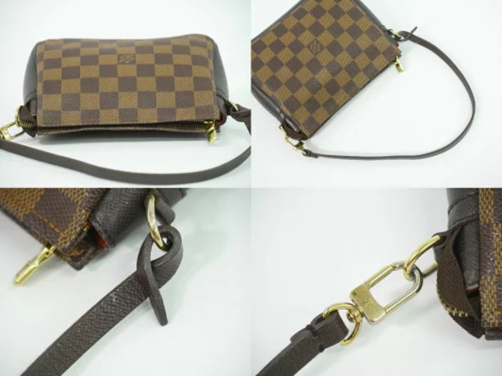 Louis Vuitton LV Trousse Makeup Damier Pouch Canvas Leather Ebene Brown - Picture 6 of 9